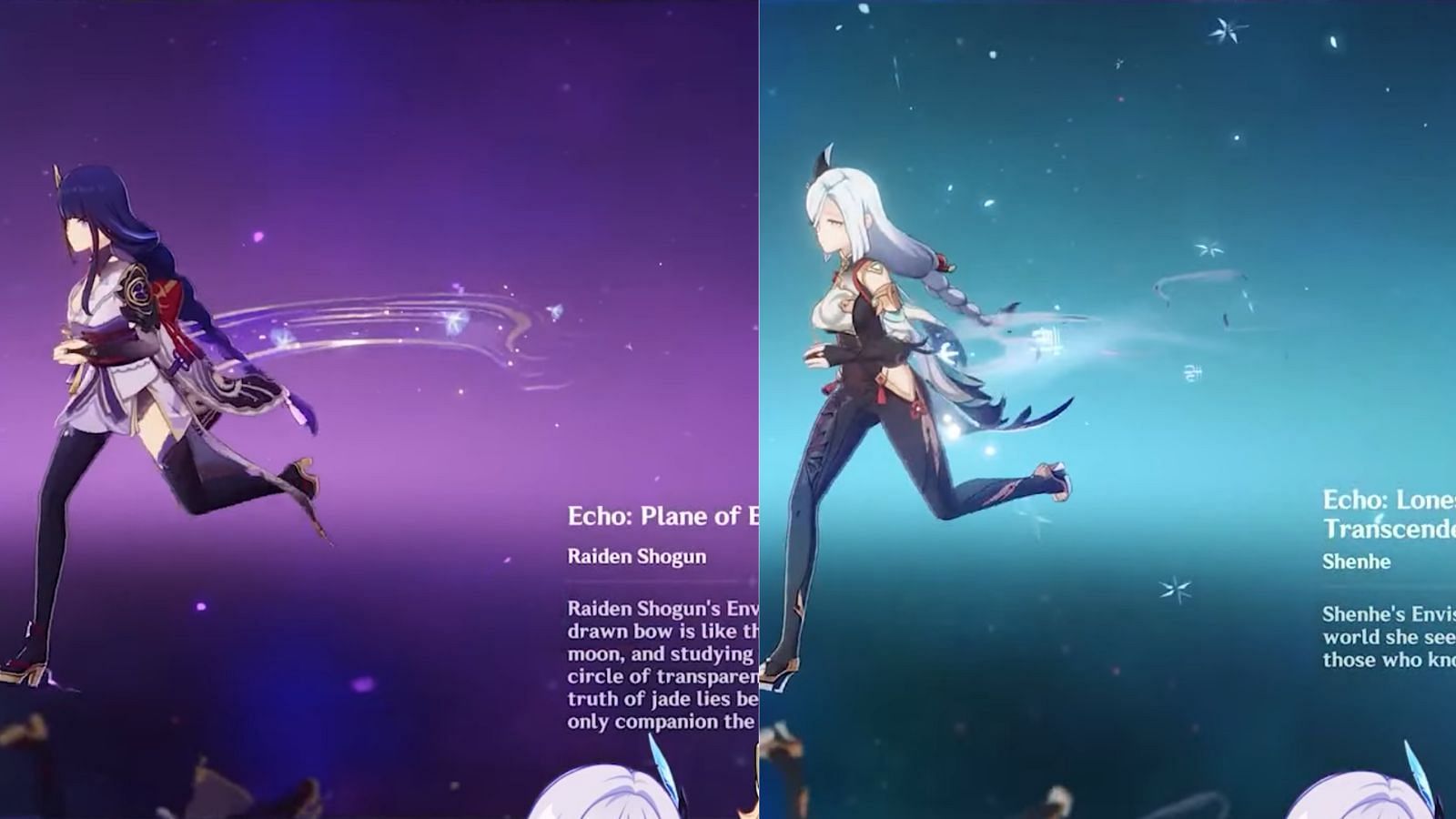 New Echo cosmetics for Raiden Shogun and Shenhe (Image via HoYoverse)